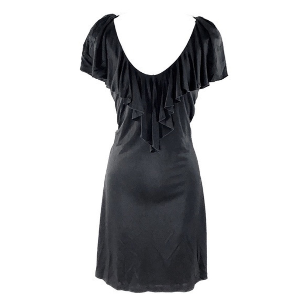 WHBM black jersey ruffle front dress Small S Y21